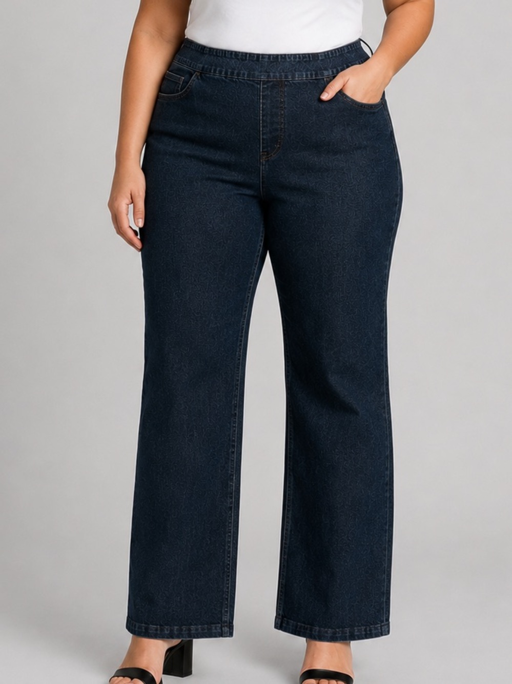 😍 SHOW SPECIAL CARROLL REED Dark Blue Straight-Leg Pull on Stretch Jeans size 18